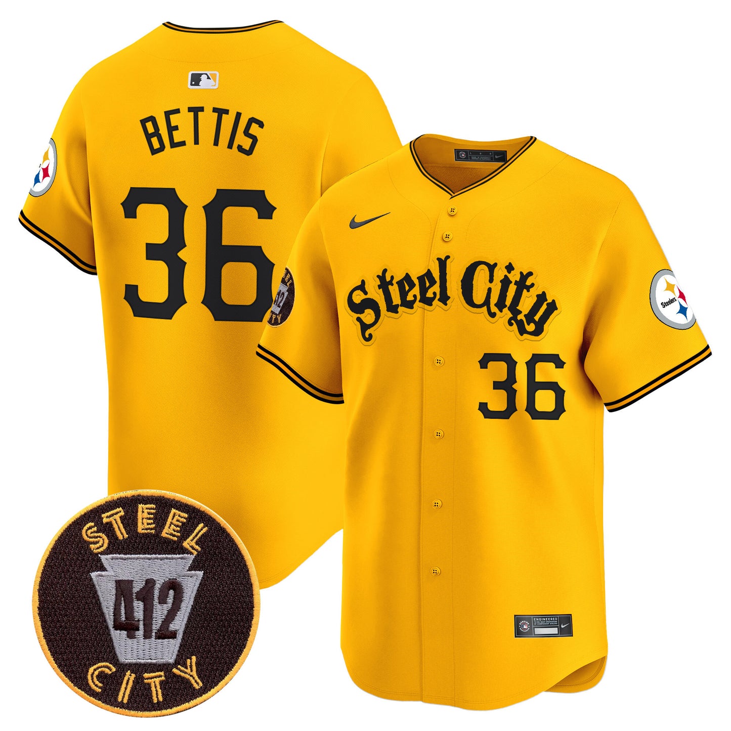 Steelers 412 Patch Vapor Premier Limited Jersey - All Stitched