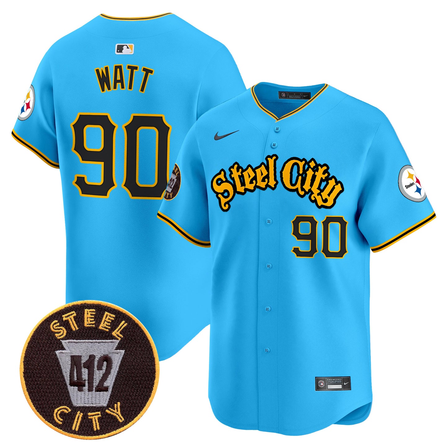 Steelers 412 Patch Vapor Premier Limited Jersey - All Stitched