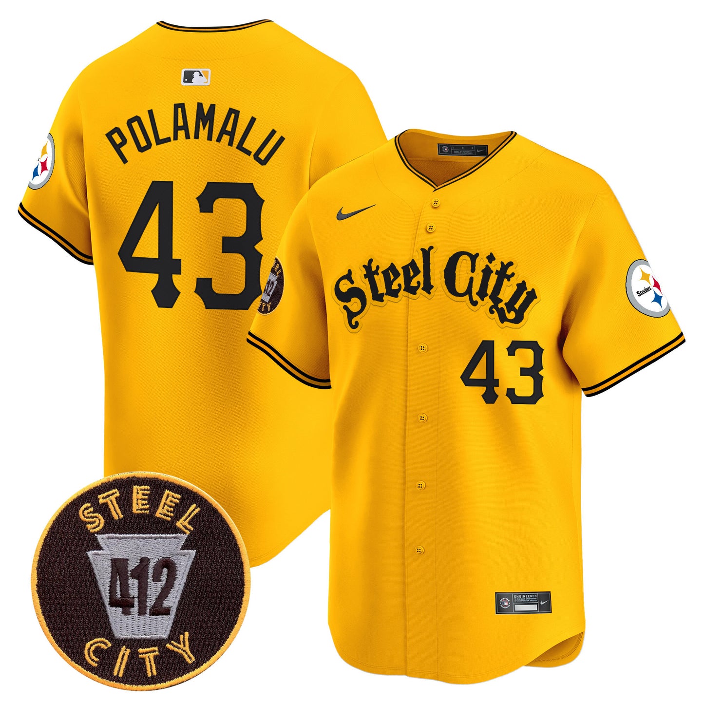 Steelers 412 Patch Vapor Premier Limited Jersey - All Stitched