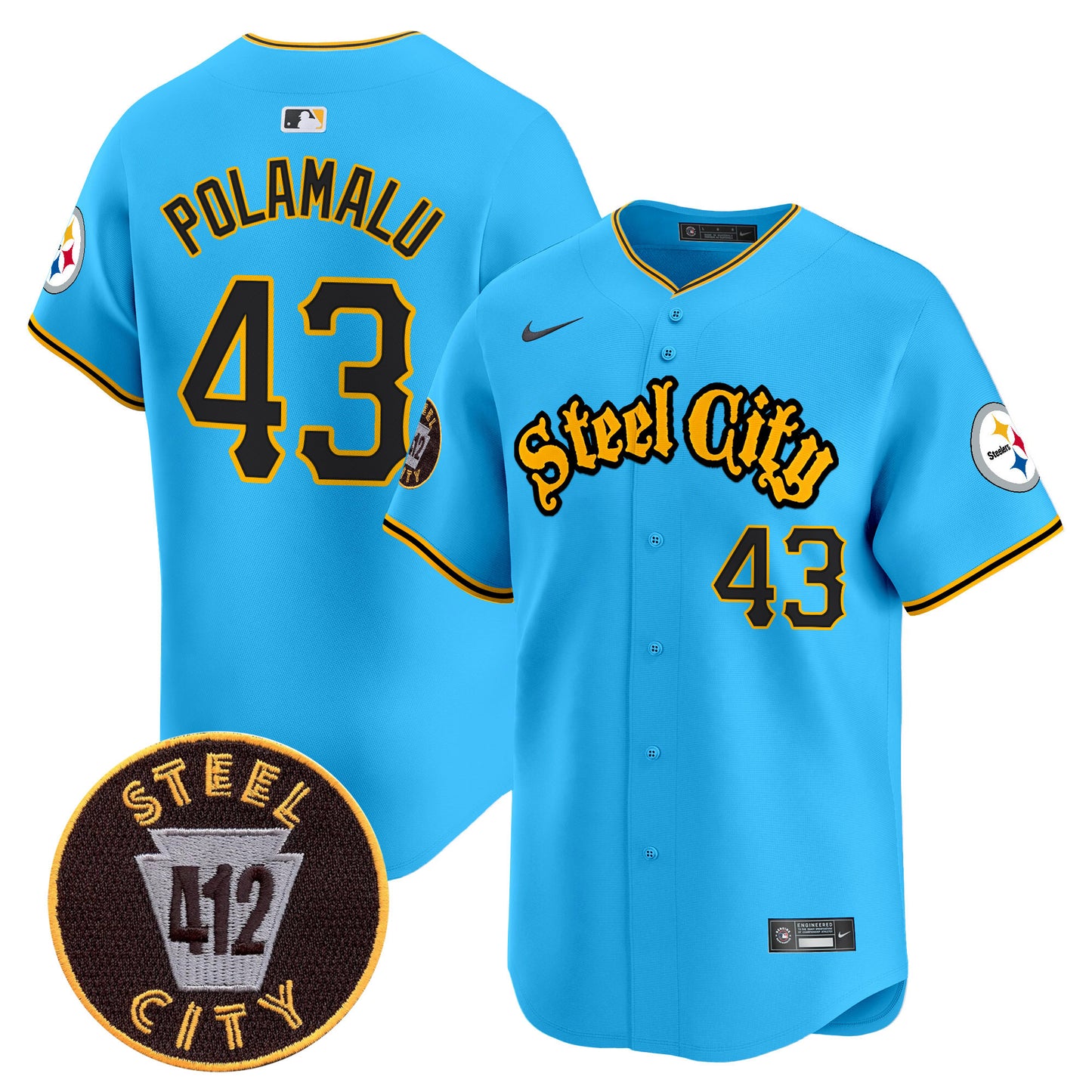 Steelers 412 Patch Vapor Premier Limited Jersey - All Stitched