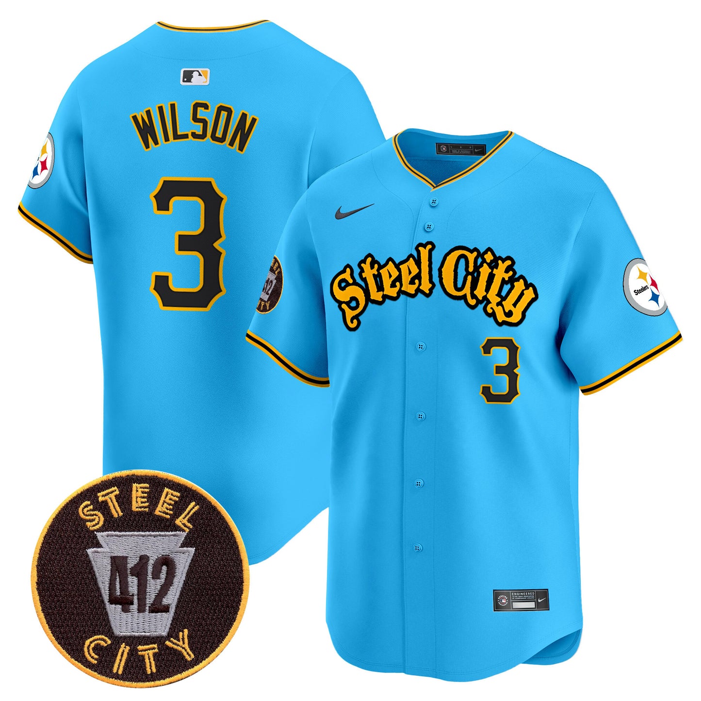 Steelers 412 Patch Vapor Premier Limited Jersey - All Stitched