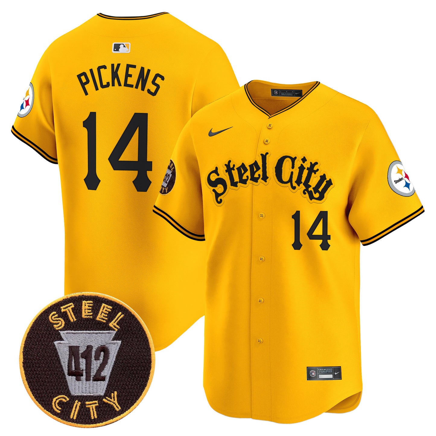 Steelers 412 Patch Vapor Premier Limited Jersey - All Stitched