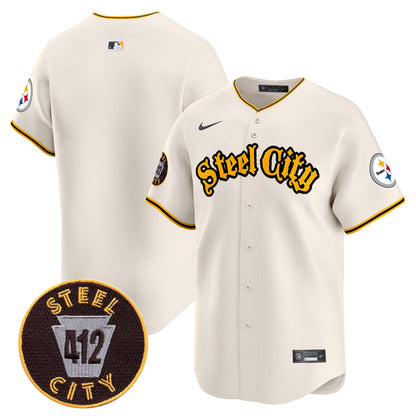 Steelers 412 Patch Vapor Premier Limited Jersey - All Stitched