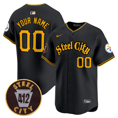 Steelers 412 Patch Vapor Premier Limited Custom Jersey - All Stitched