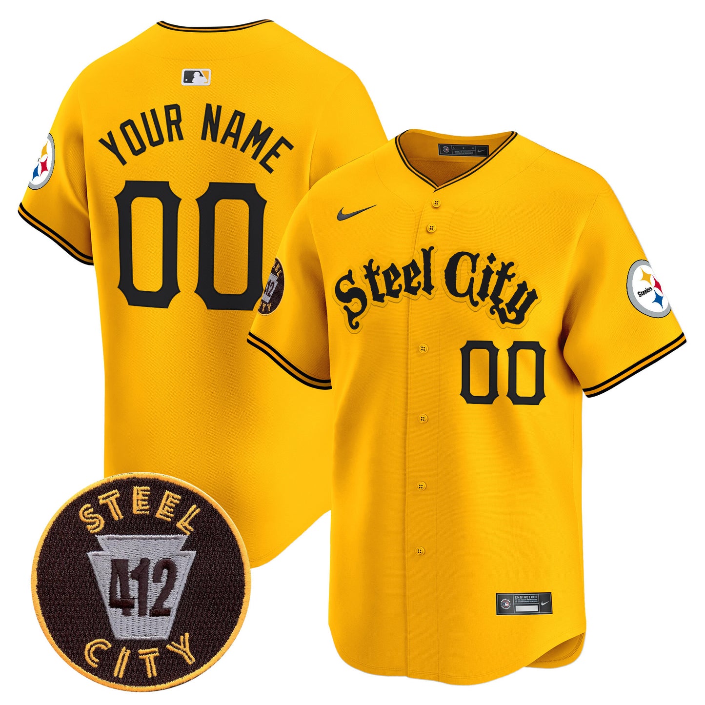 Steelers 412 Patch Vapor Premier Limited Custom Jersey - All Stitched