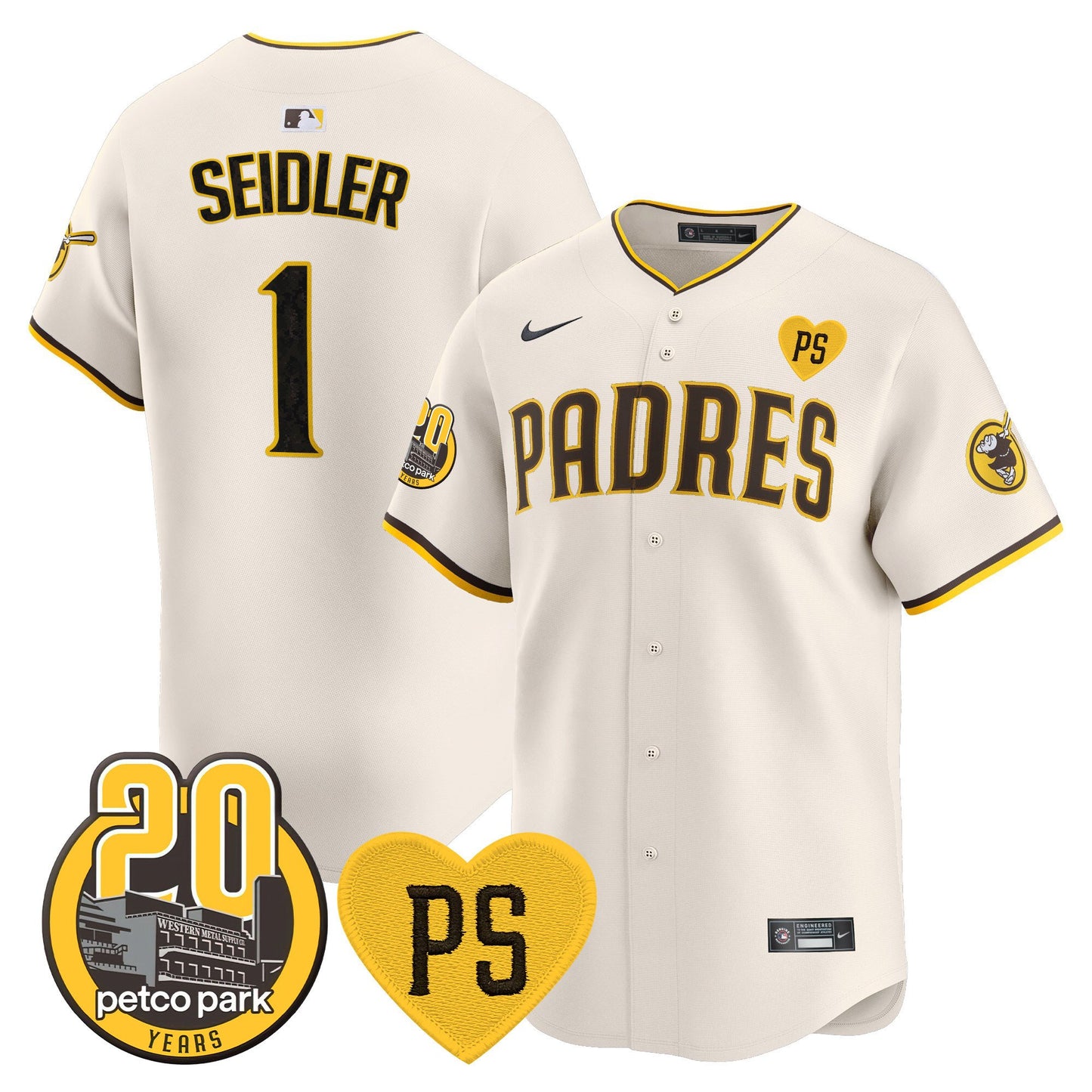 Padres “For Peter” & Petco Park 20th Patch Vapor Premier Limited Jersey V2 – All Stitched