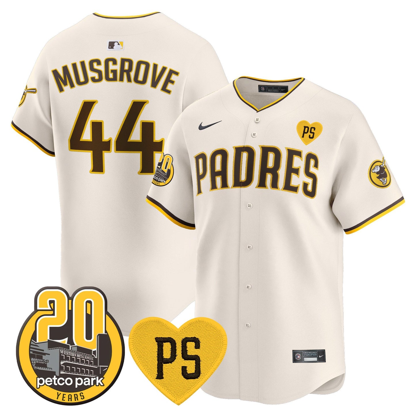 Padres “For Peter” & Petco Park 20th Patch Vapor Premier Limited Jersey V2 – All Stitched