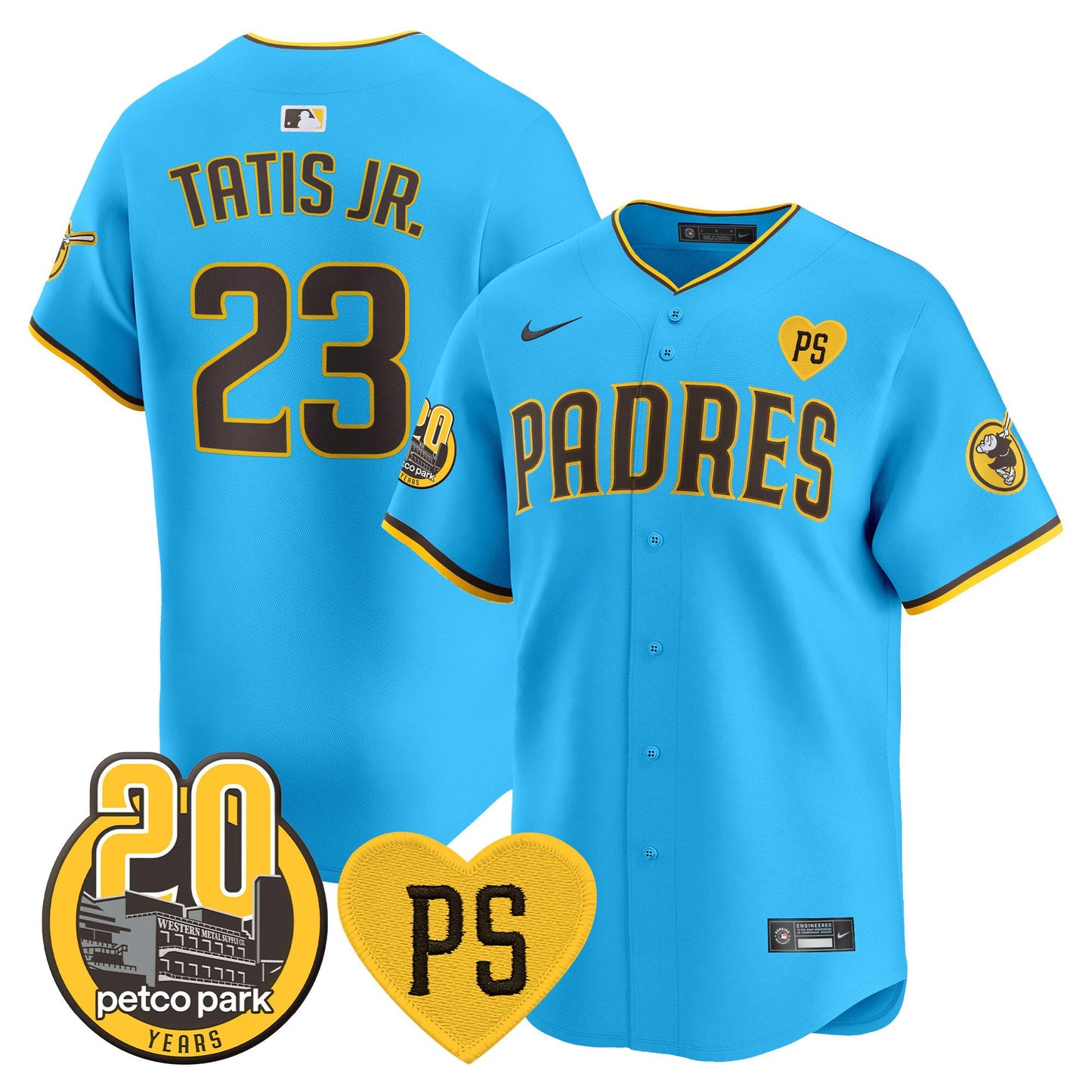 Padres “For Peter” & Petco Park 20th Patch Vapor Premier Limited Jersey V2 – All Stitched