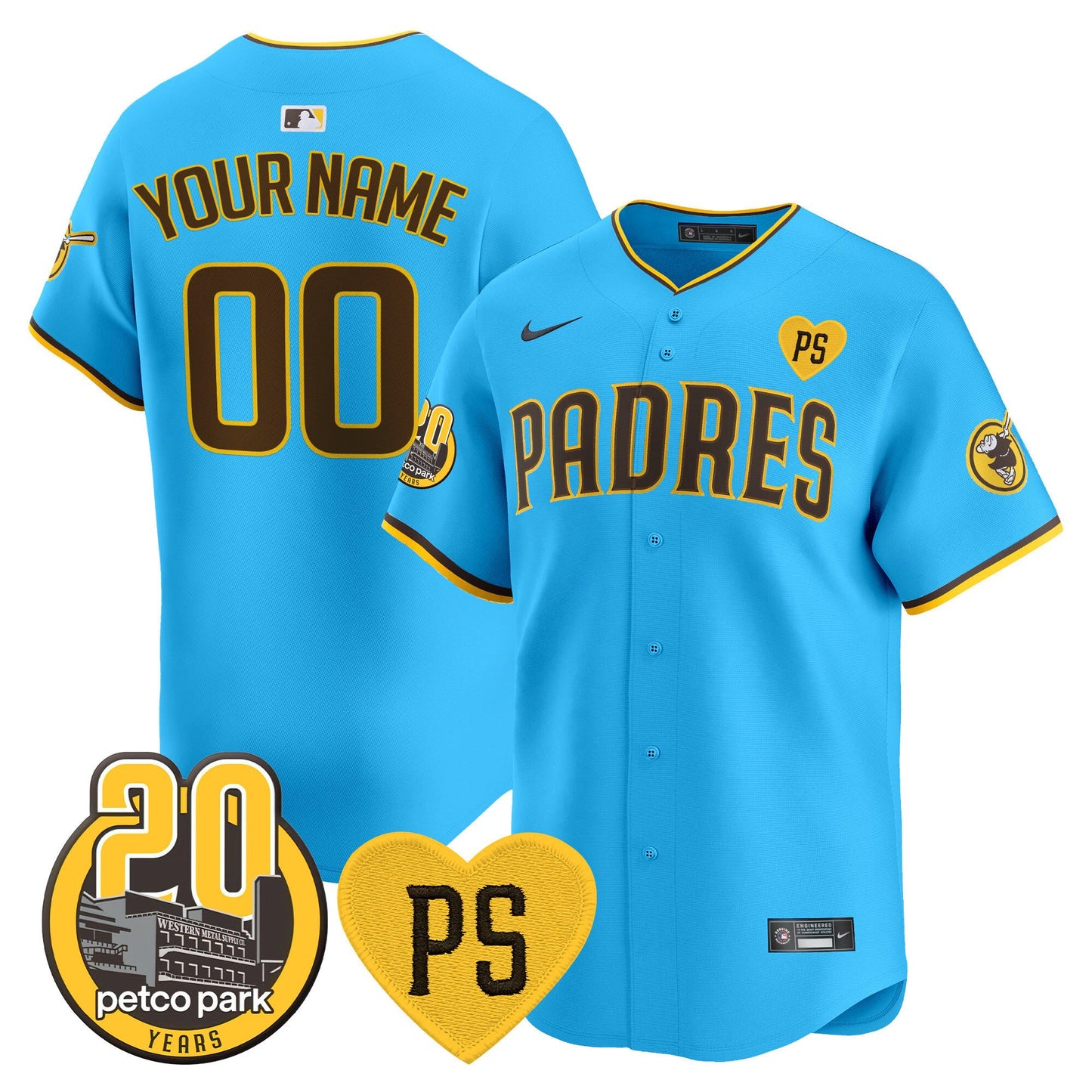 Padres “For Peter” & Petco Park 20th Patch Vapor Premier Limited Custom Jersey V2 – All Stitched