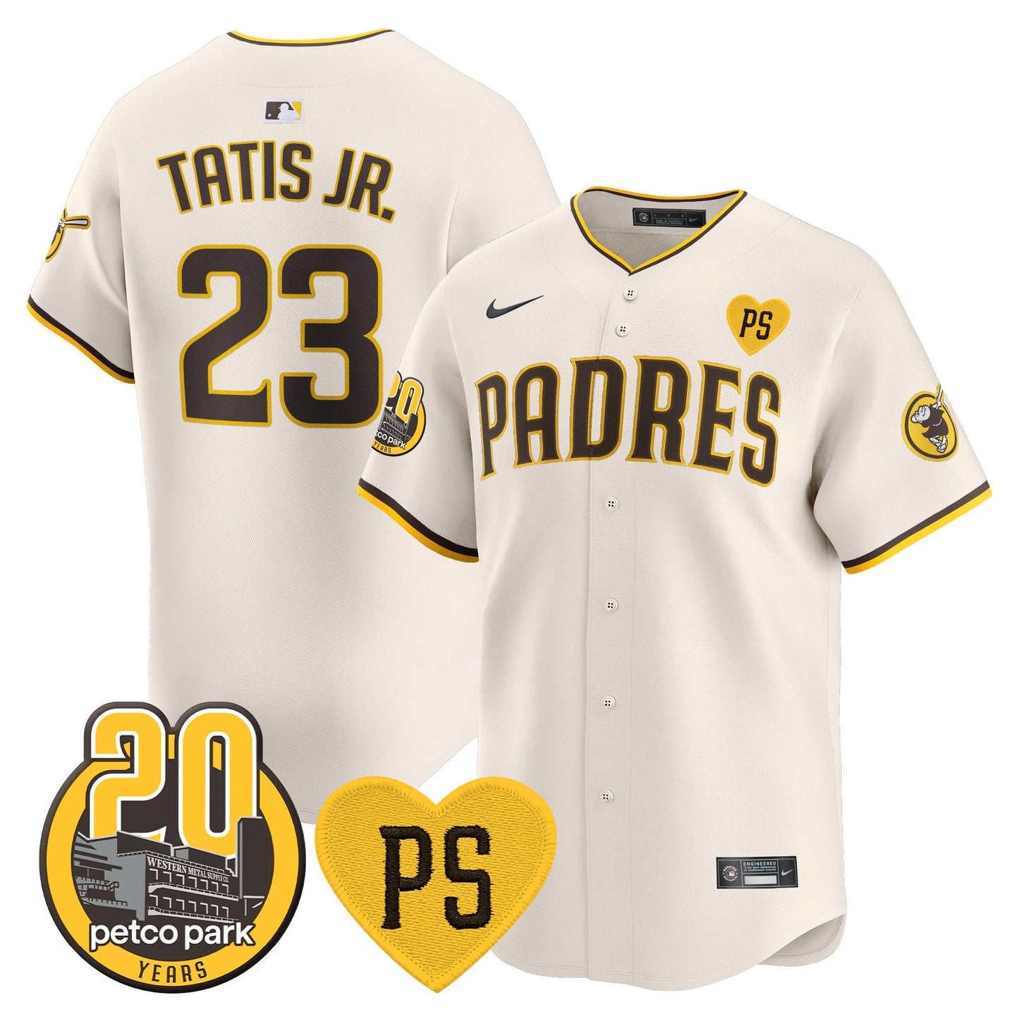 Padres “For Peter” & Petco Park 20th Patch Vapor Premier Limited Jersey V2 – All Stitched