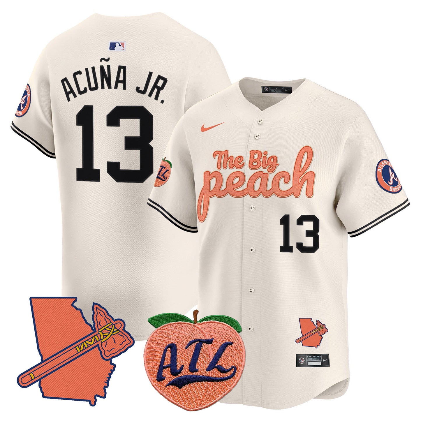 Atlanta Braves The Big Peach Vapor Premier Limited Jersey - All Stitched