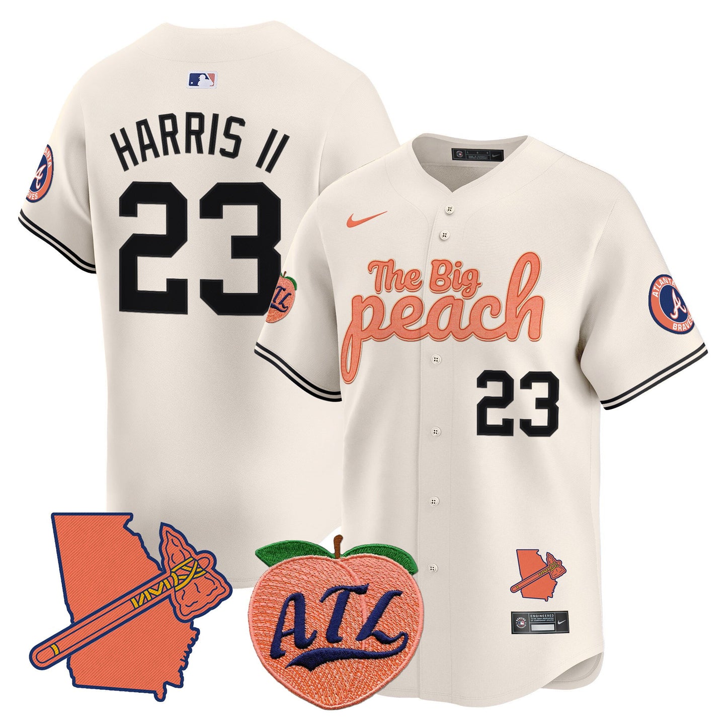 Atlanta Braves The Big Peach Vapor Premier Limited Jersey - All Stitched