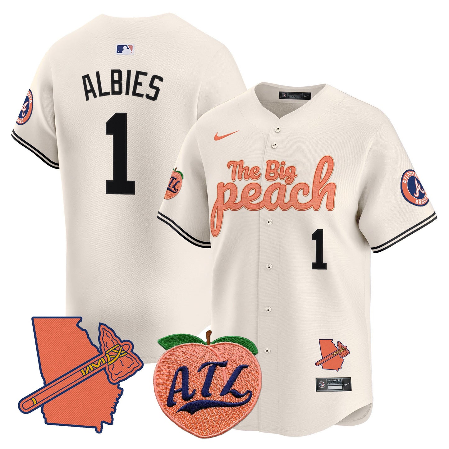 Atlanta Braves The Big Peach Vapor Premier Limited Jersey - All Stitched