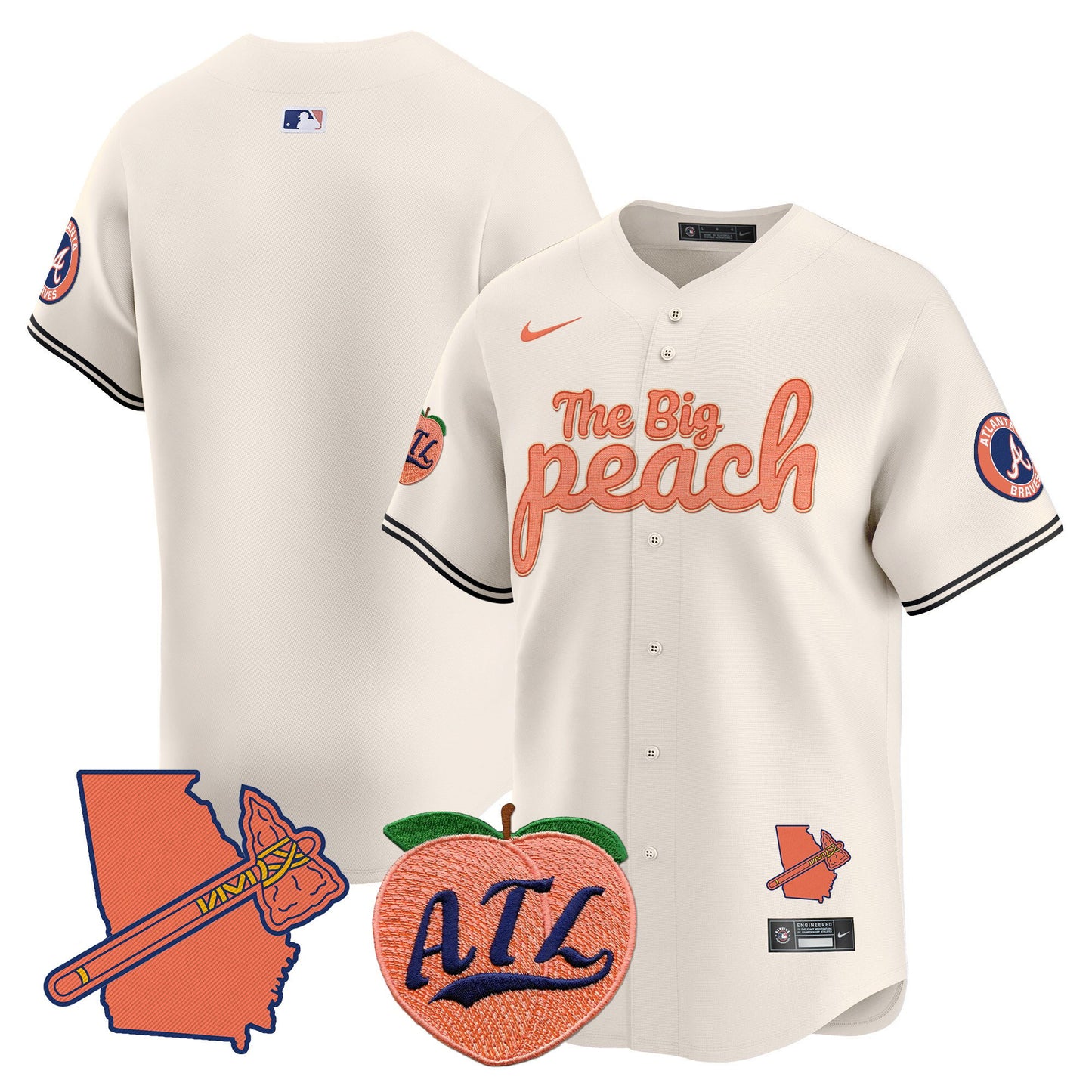 Atlanta Braves The Big Peach Vapor Premier Limited Jersey - All Stitched