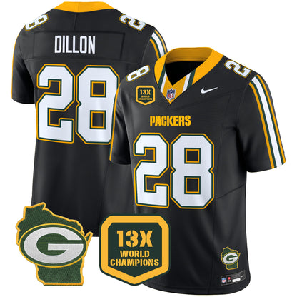 Packers 13 Time World Champions & Home Patch Vapor Limited Jersey - All Stitched