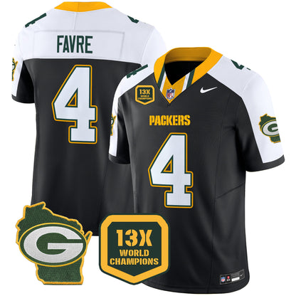 Packers 13 Time World Champions & Home Patch Vapor Limited Jersey - All Stitched