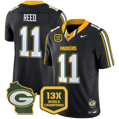 Packers 13 Time World Champions & Home Patch Vapor Limited Jersey - All Stitched