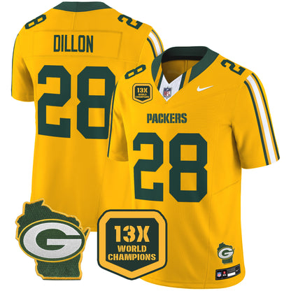 Packers 13 Time World Champions & Home Patch Vapor Limited Jersey - All Stitched