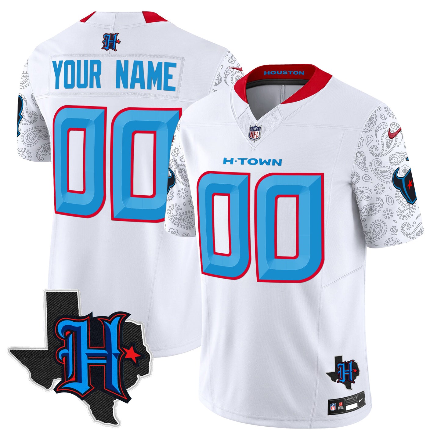 Houston Texans 2024 Texas Patch Vapor Limited Custom Jersey V4 - All Stitched