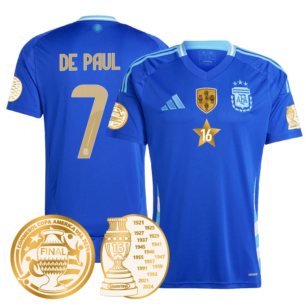 Men's Argentina 2024 Copa America Champion Limited Jersey N1