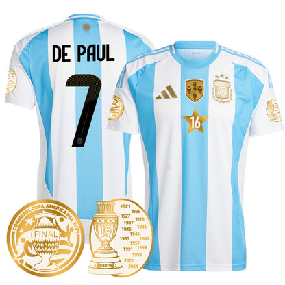 Men's Argentina 2024 Copa America Champion Limited Jersey N1