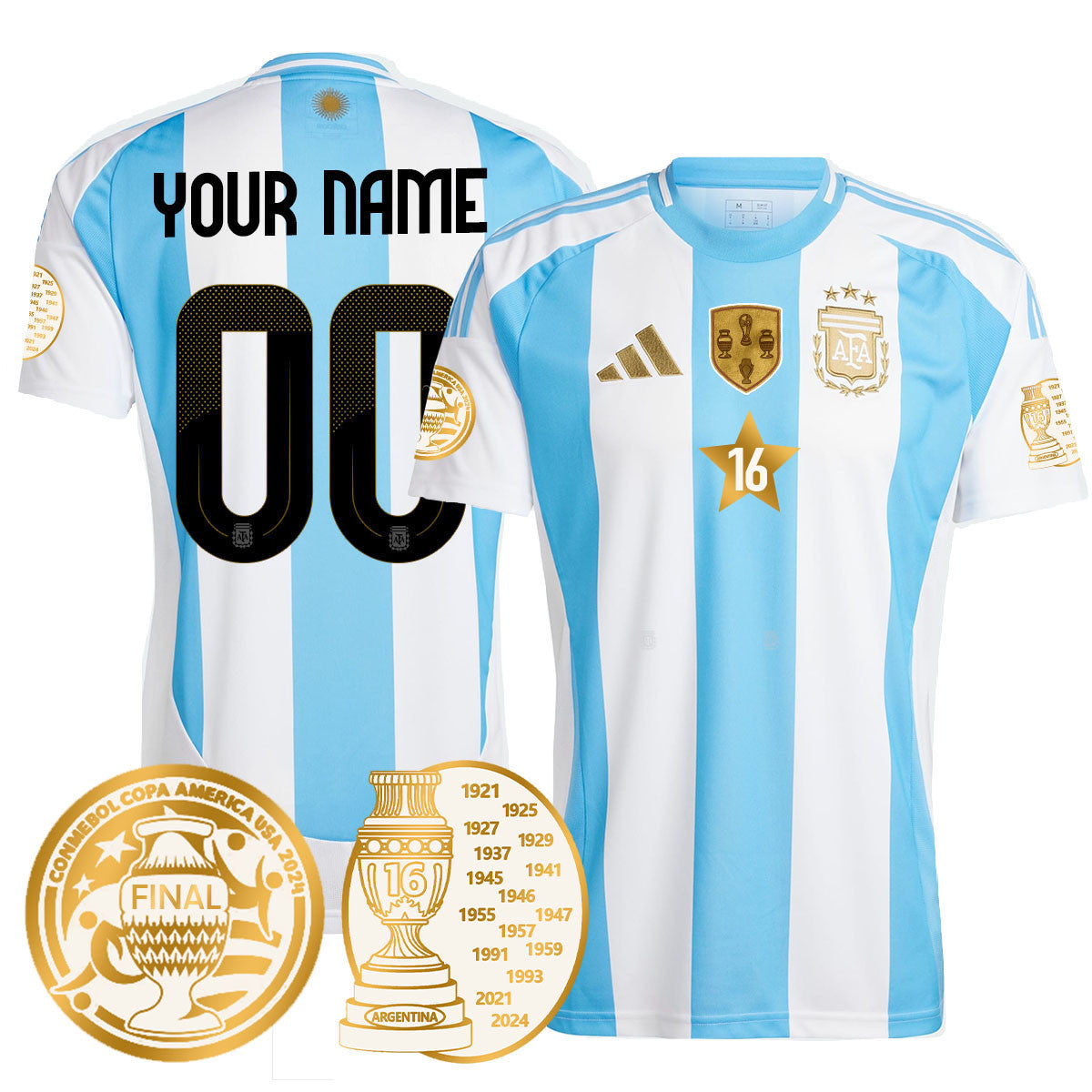 Men's Argentina 2024 Copa America Champion Limited Jersey N1