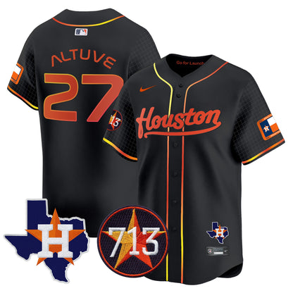 Astros Space City 713 Patch Vapor Premier Limited Jersey - All Stitched