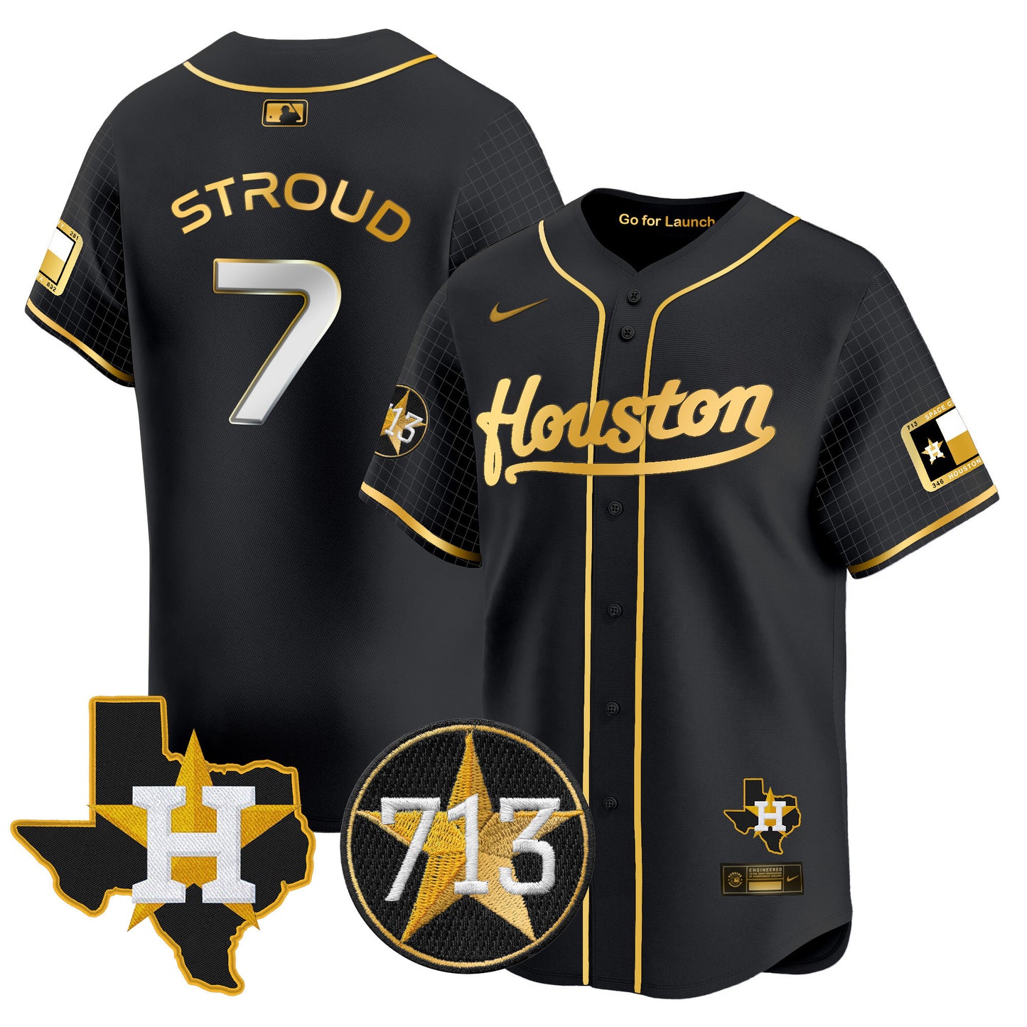 Astros Space City 713 Patch Vapor Premier Limited Jersey - All Stitched