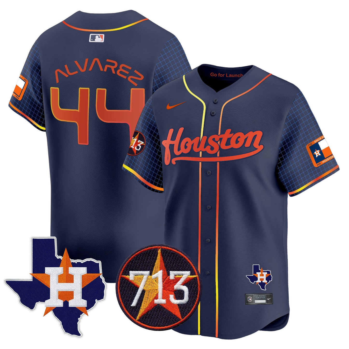 Astros Space City 713 Patch Vapor Premier Limited Jersey - All Stitched