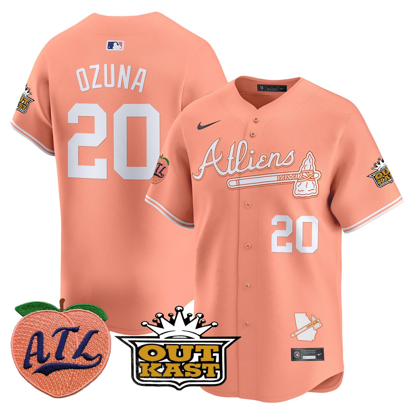 Atlanta Braves Atliens & Peach Vapor Premier Limited Jersey - All Stitched