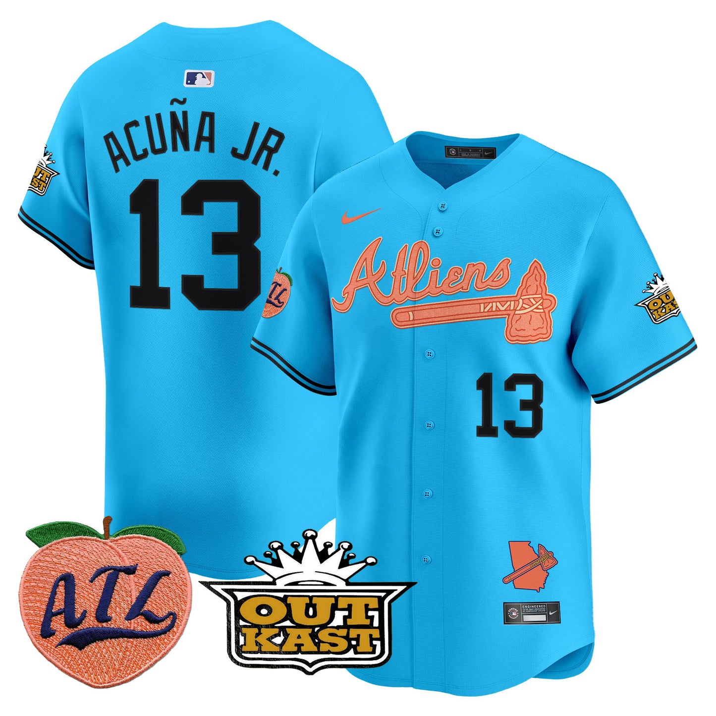 Atlanta Braves Atliens & Peach Vapor Premier Limited Jersey - All Stitched