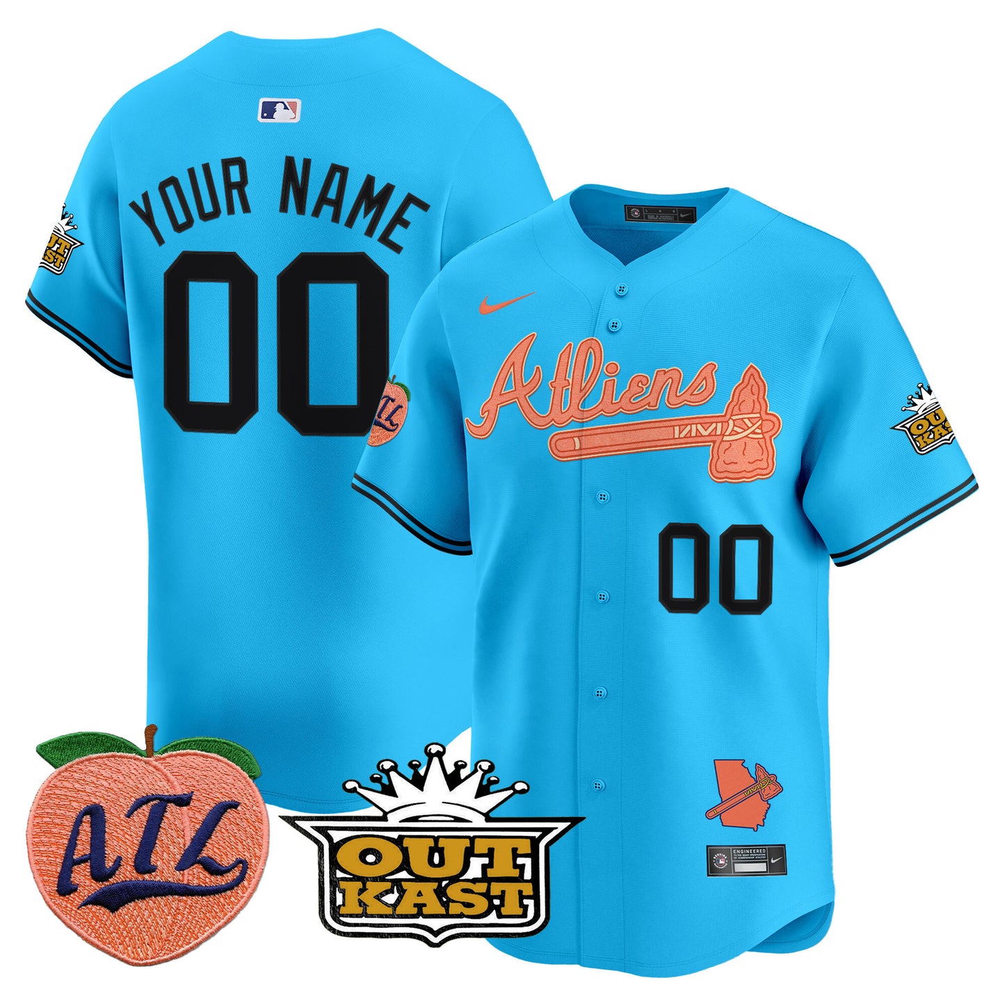 Atlanta Braves Atliens & Peach Vapor Premier Limited Custom Jersey - All Stitched