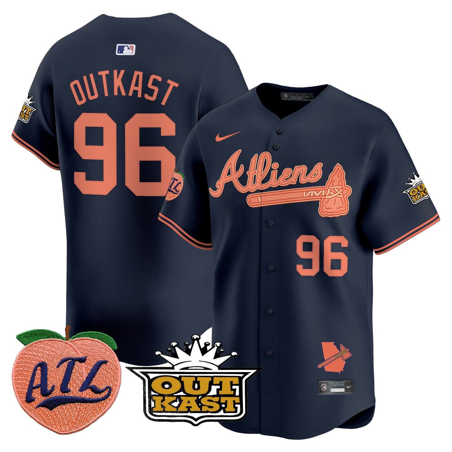 Atlanta Braves Atliens & Peach Vapor Premier Limited Jersey - All Stitched