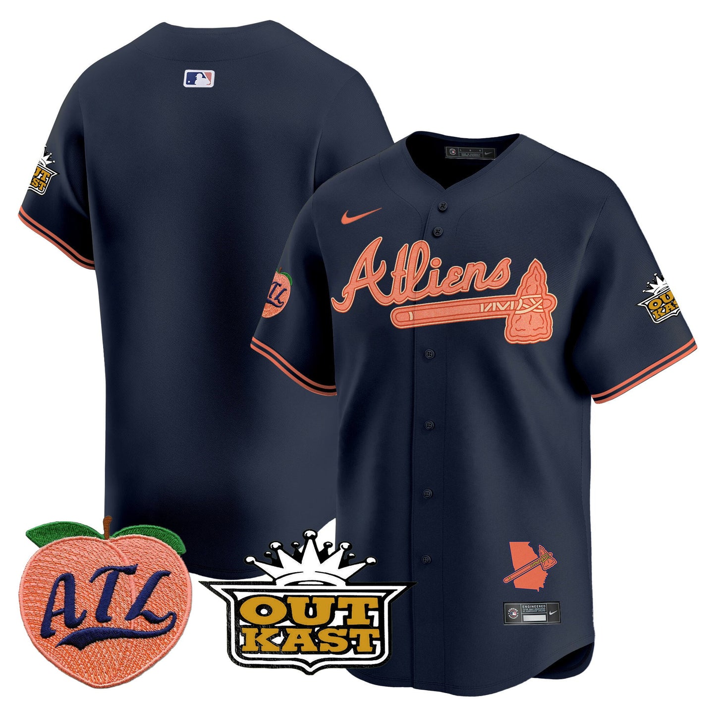 Atlanta Braves Atliens & Peach Vapor Premier Limited Jersey - All Stitched