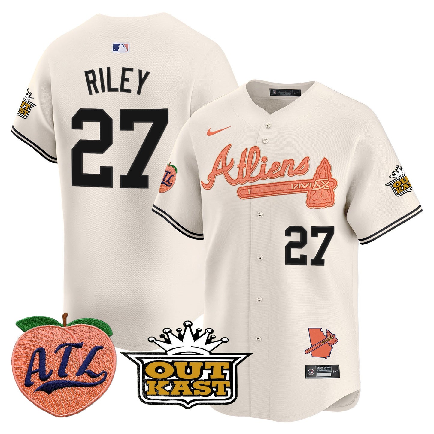 Atlanta Braves Atliens & Peach Vapor Premier Limited Jersey - All Stitched