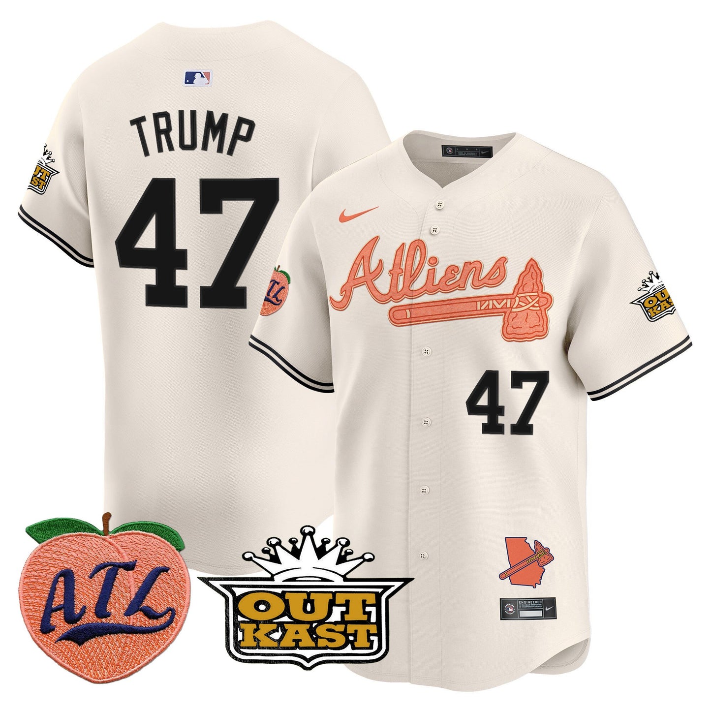 Atlanta Braves Atliens & Peach Vapor Premier Limited Jersey - All Stitched