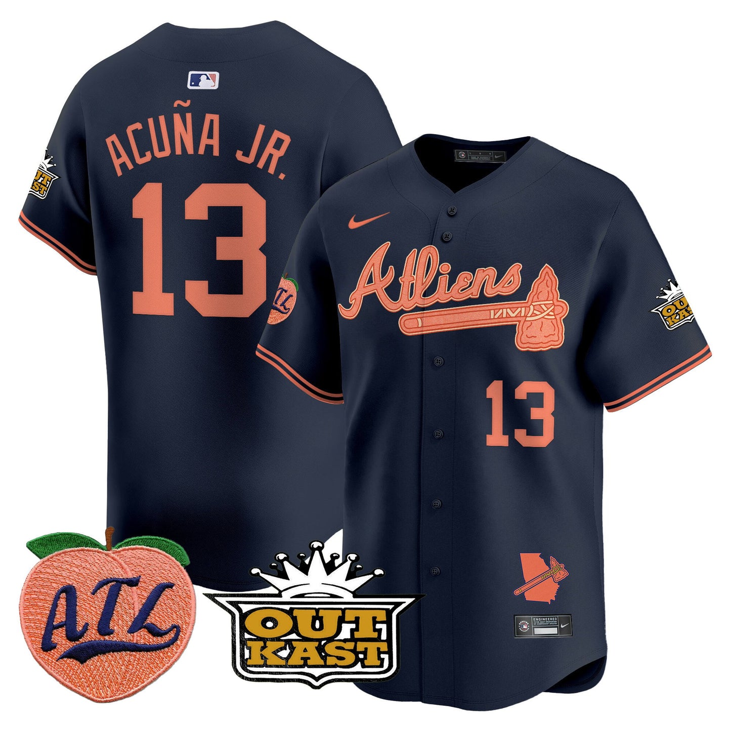 Atlanta Braves Atliens & Peach Vapor Premier Limited Jersey - All Stitched