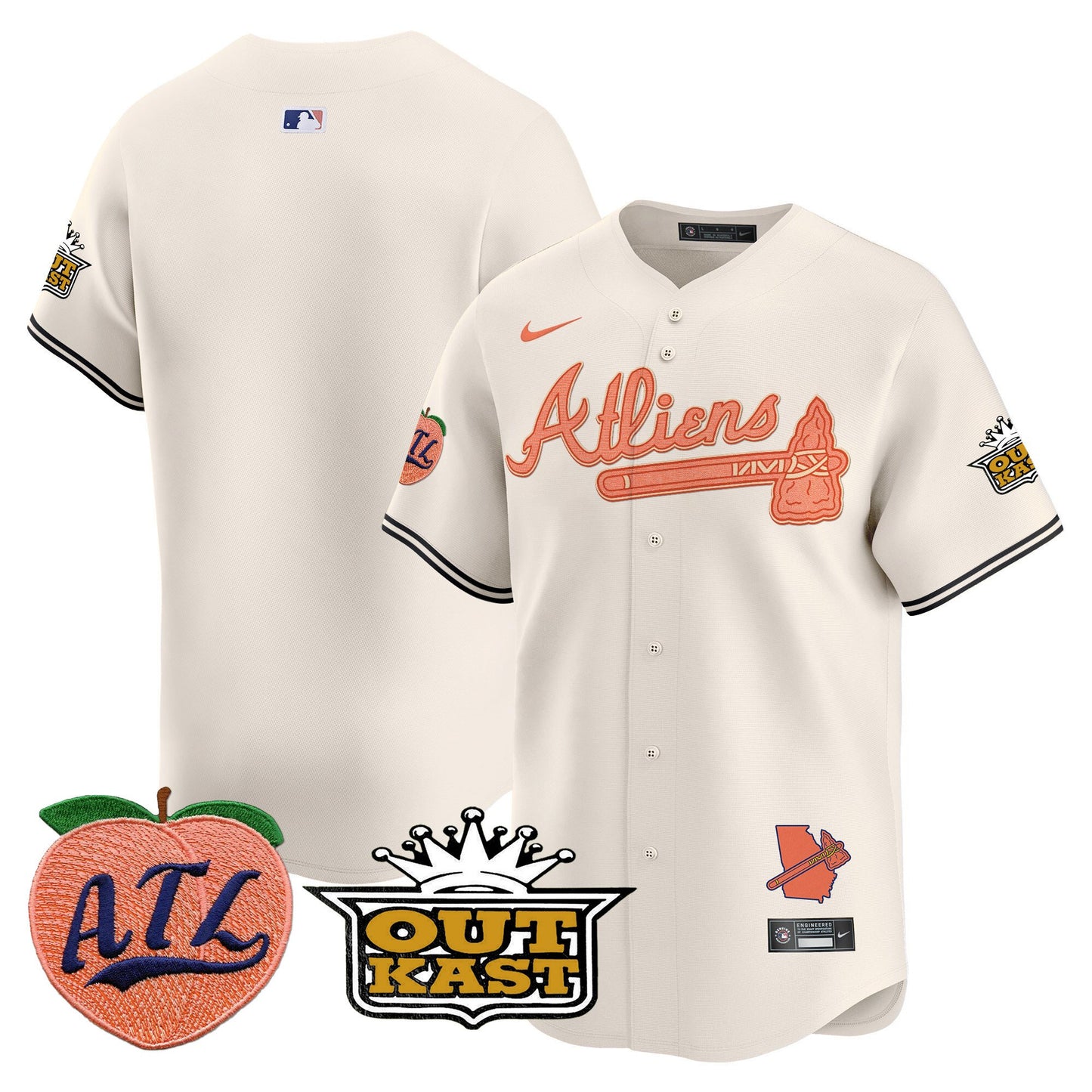 Atlanta Braves Atliens & Peach Vapor Premier Limited Jersey - All Stitched