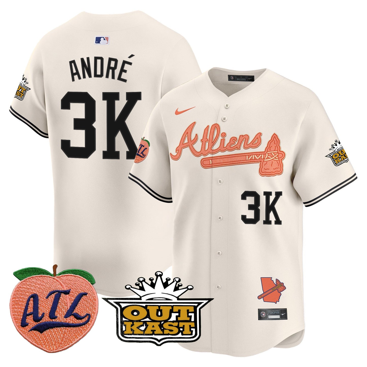 Atlanta Braves Atliens & Peach Vapor Premier Limited Jersey - All Stitched