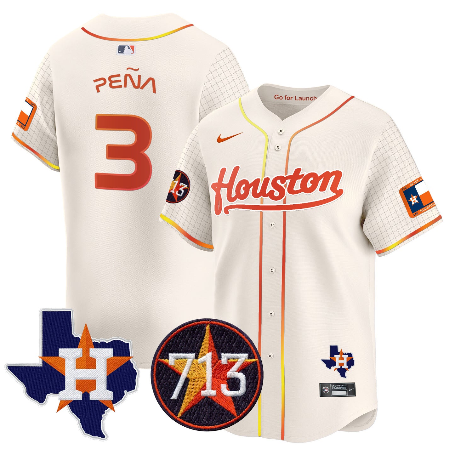 Astros Space City 713 Patch Vapor Premier Limited Jersey - All Stitched