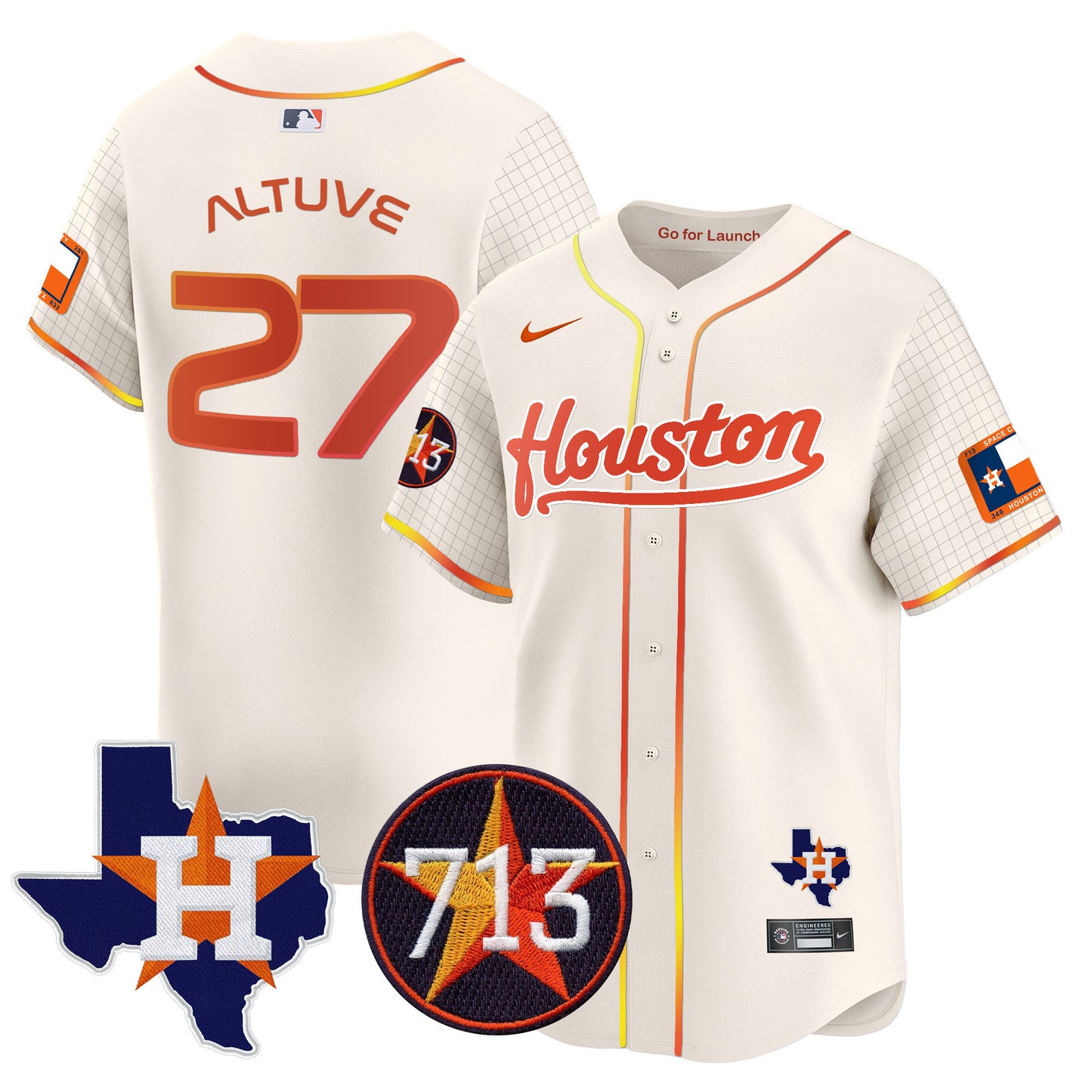 Astros Space City 713 Patch Vapor Premier Limited Jersey - All Stitched