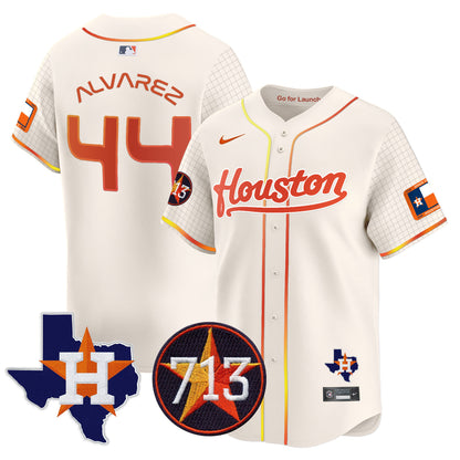 Astros Space City 713 Patch Vapor Premier Limited Jersey - All Stitched