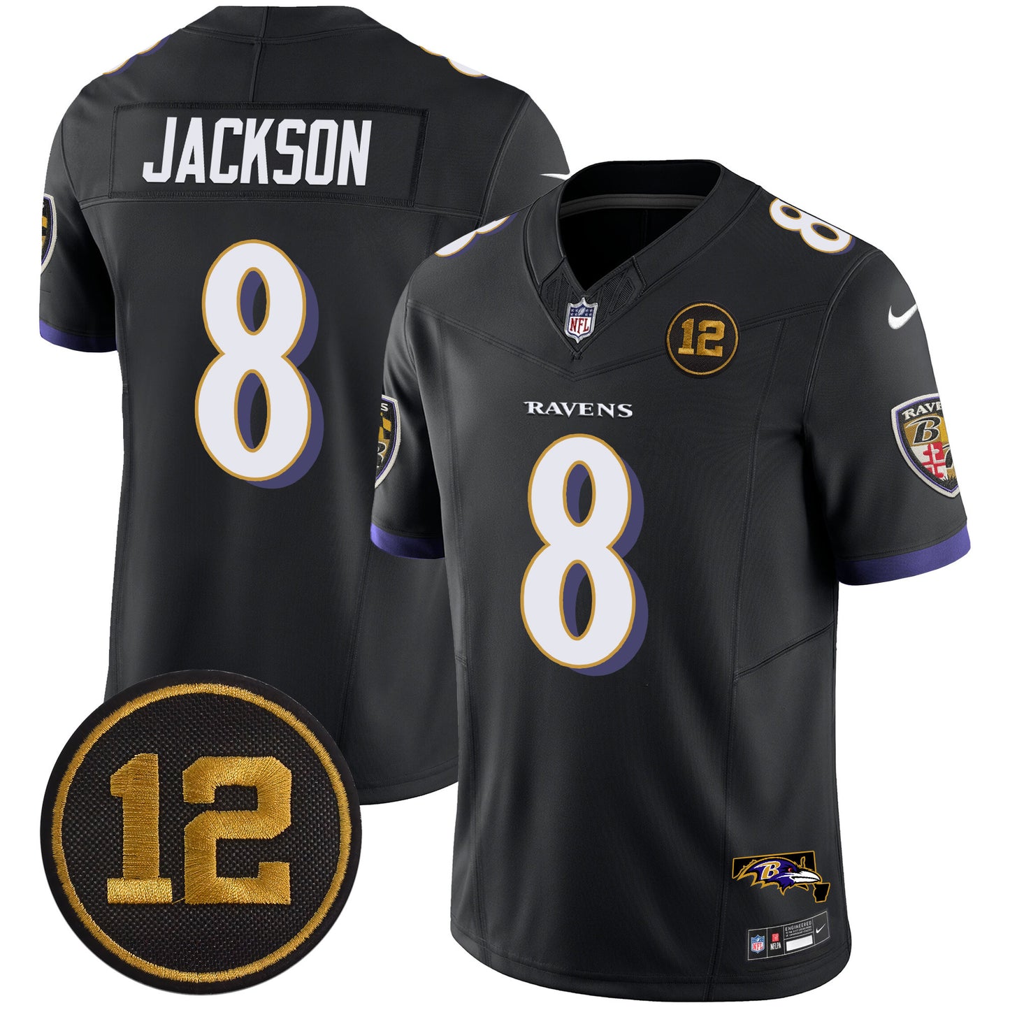 Ravens Jacoby Jones Patch Vapor Limited Jersey - All Stitched