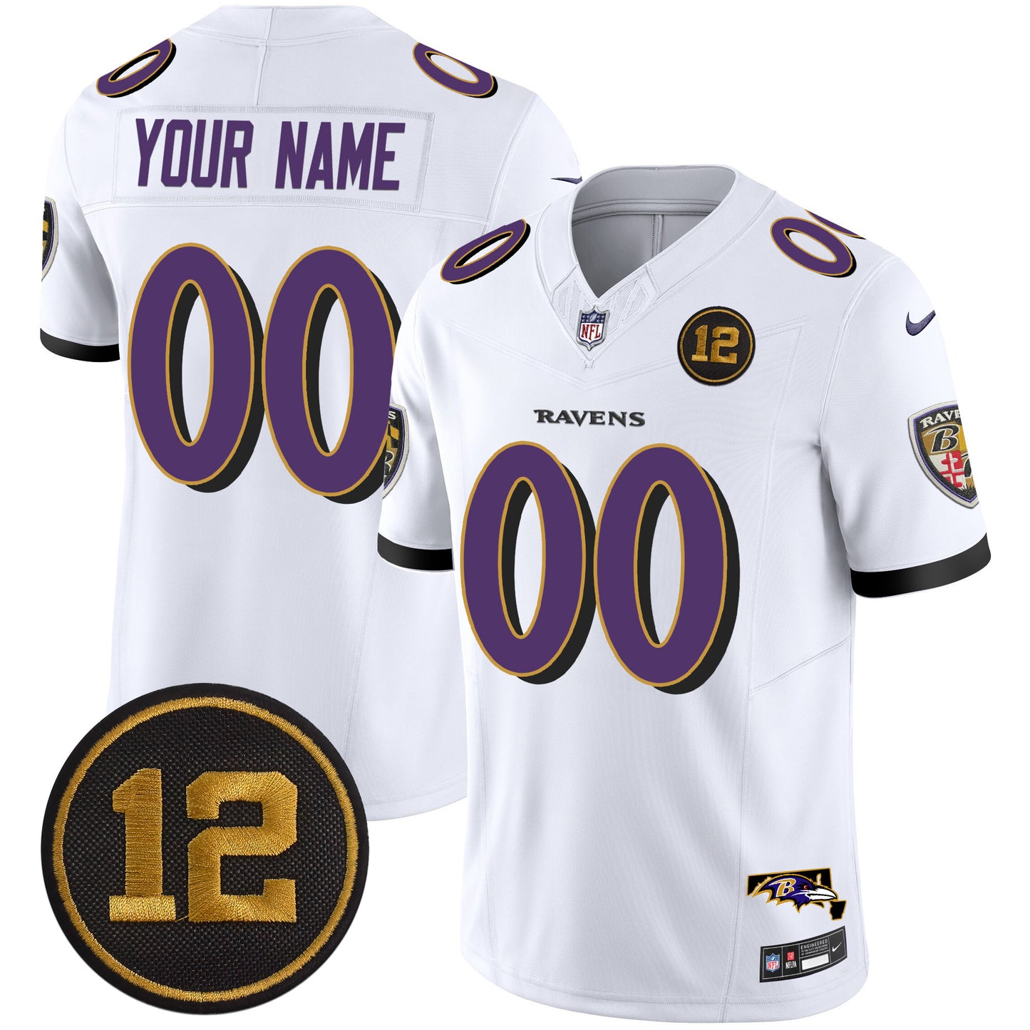 Ravens Jacoby Jones Patch Vapor Limited Custom Jersey - All Stitched