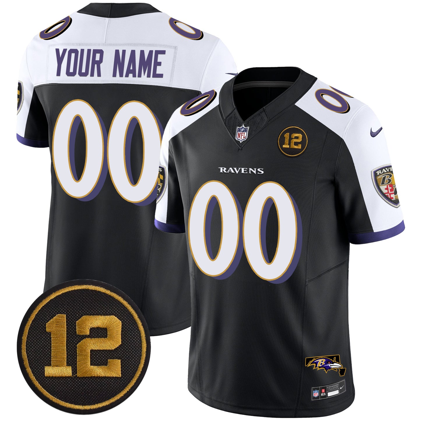 Ravens Jacoby Jones Patch Vapor Limited Custom Jersey - All Stitched