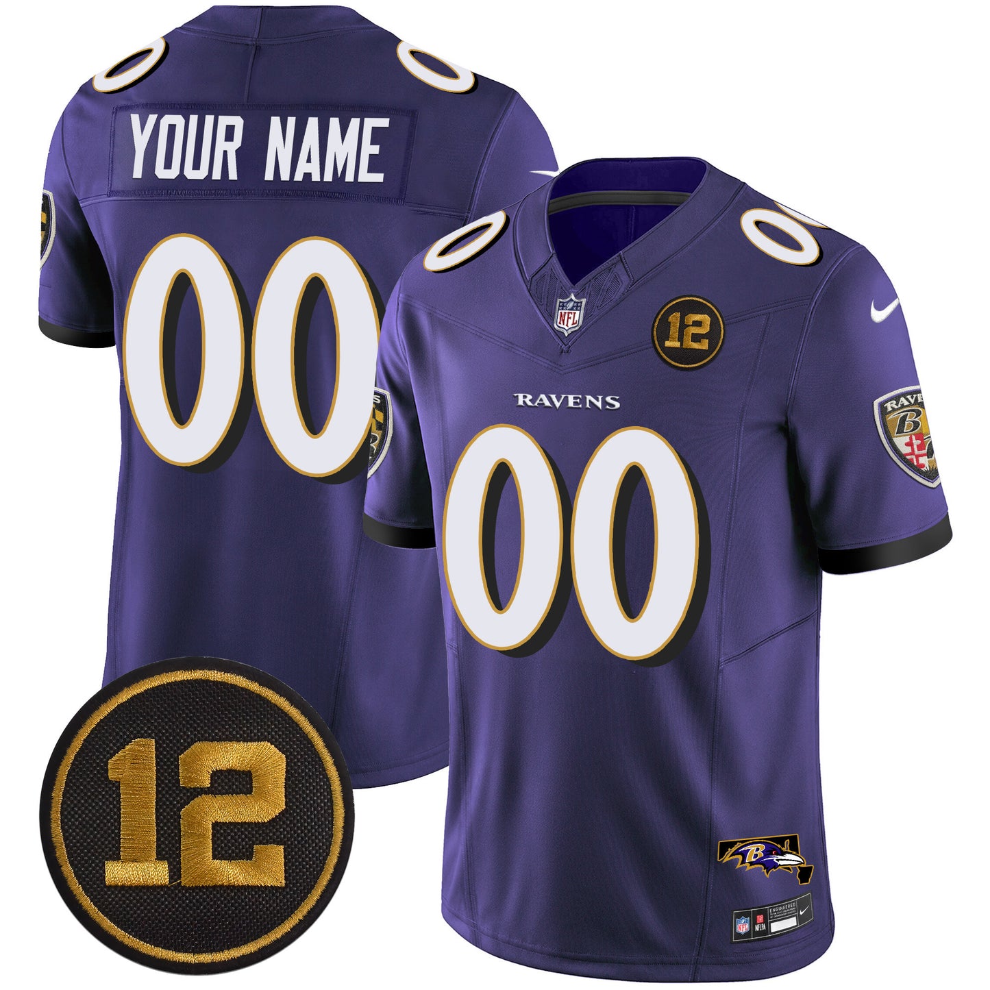 Ravens Jacoby Jones Patch Vapor Limited Custom Jersey - All Stitched