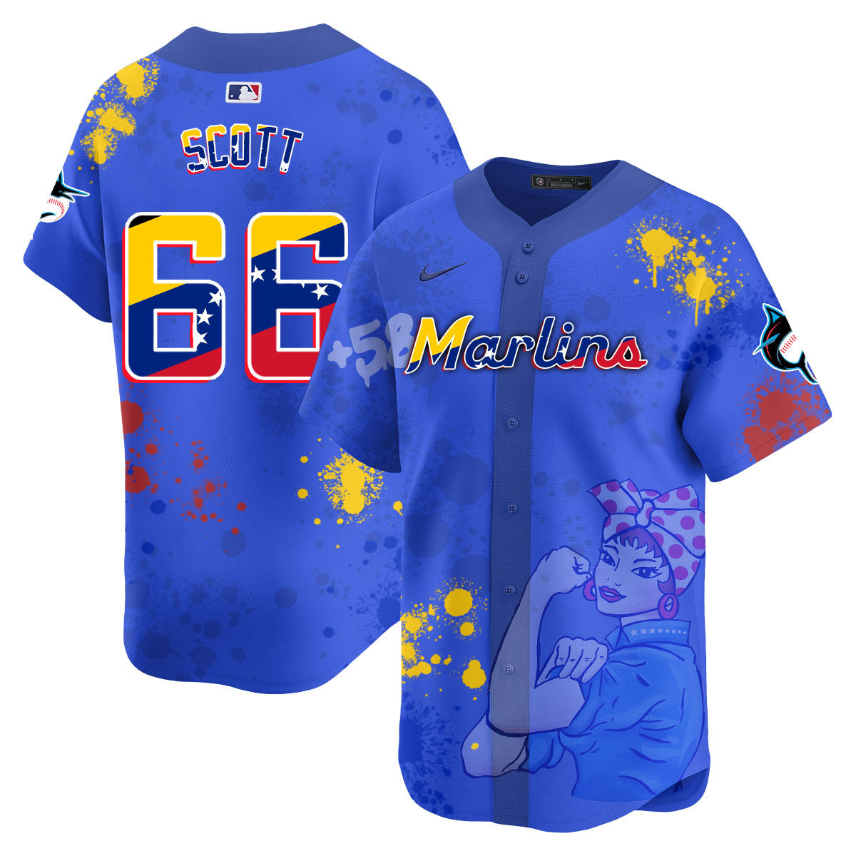 Miami Marlins 2024 Venezuelan Heritage Jersey - All Stitched