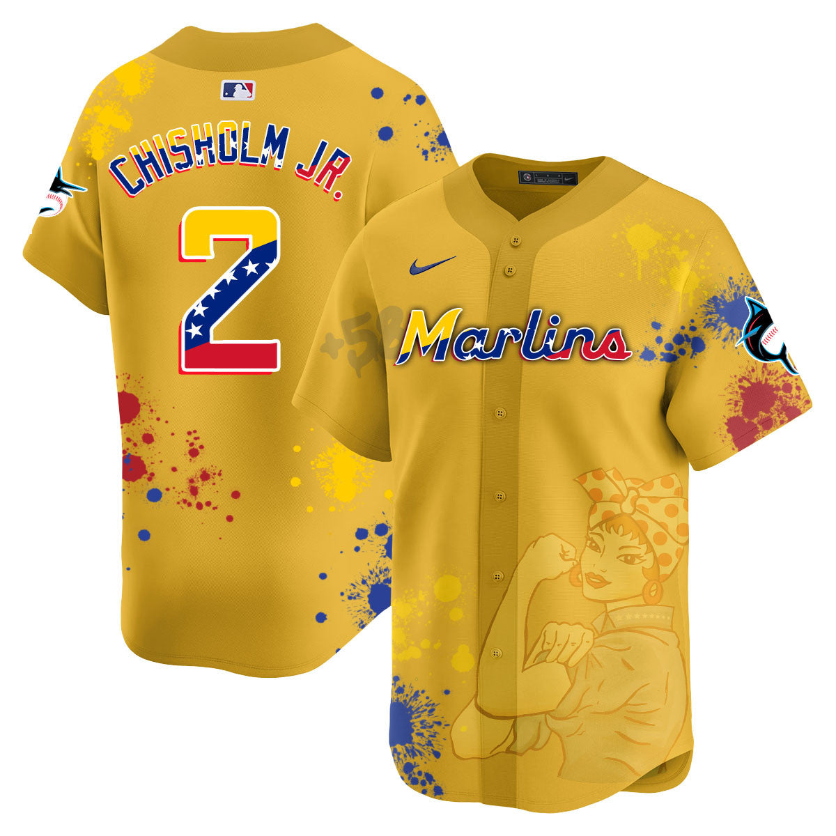 Miami Marlins 2024 Venezuelan Heritage Jersey - All Stitched