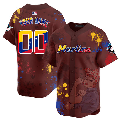 Men's Miami Marlins 2024 Venezuelan Heritage Jersey - All Stitched