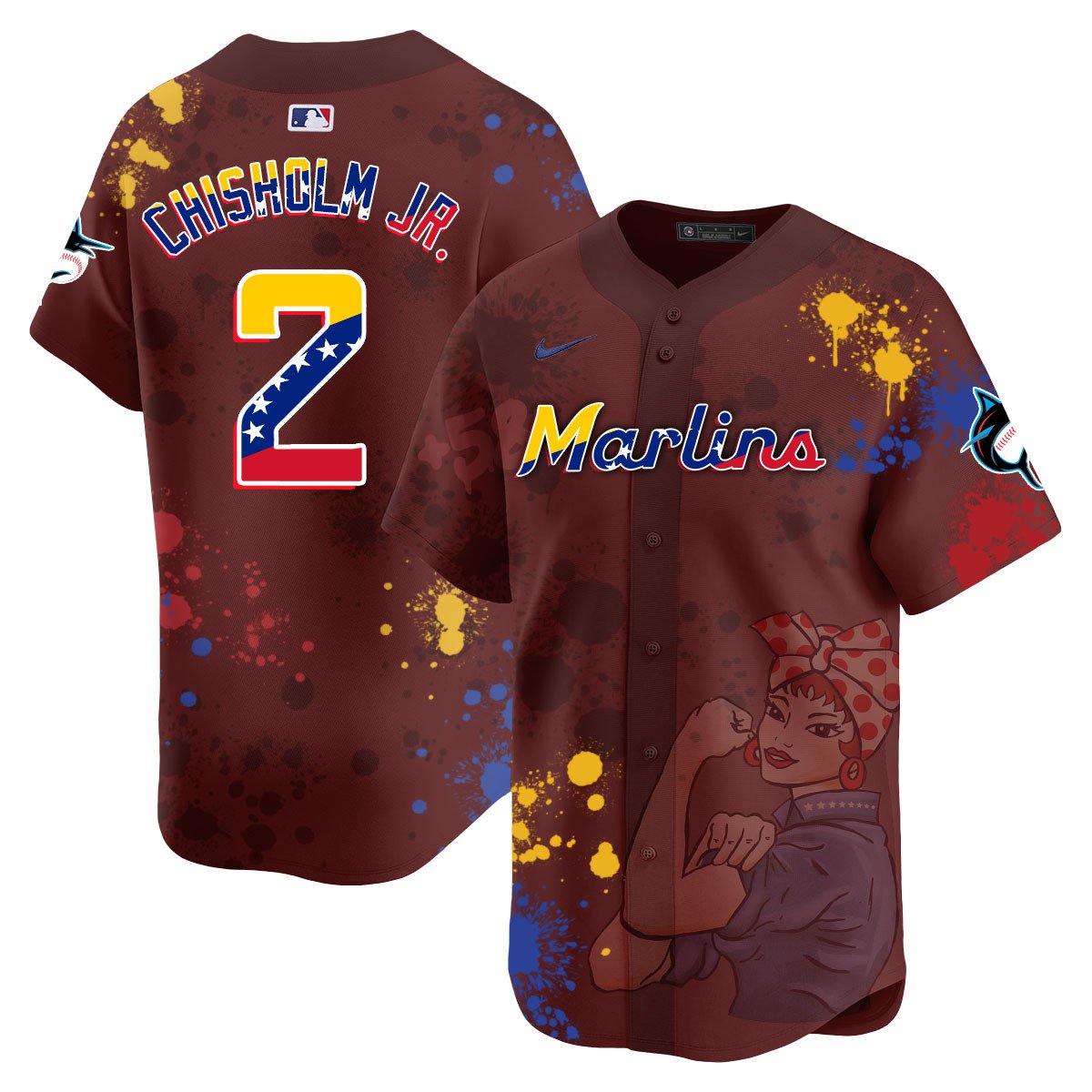 Miami Marlins 2024 Venezuelan Heritage Jersey - All Stitched